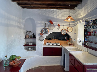 Image of the Kitchen in Henry's Amorgos house in Langatha, langada, Lankada